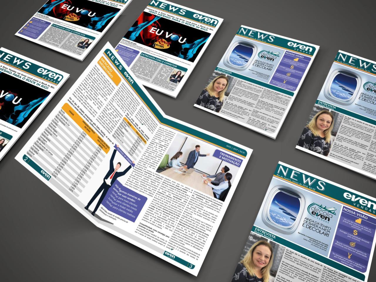 Endomarketing - Projeto gráfico e edição mensal do jornal interno da Even - Agência DosReis Live Marketing